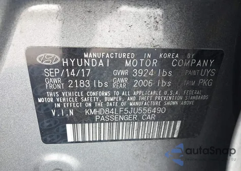 2018 Hyundai Elantra Value Edition из США, поврежденный, VIN KMHD84LF5JU556490